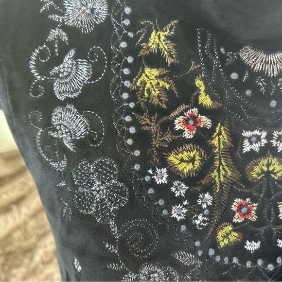 Meadow Rue (Anthropologie) Black Velour Vest with Gorgeous Embroidery - Picture 3 of 6